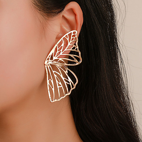 

Women's Stud Earrings Hollow Out Butterfly Punk Trendy Gold Plated Earrings Jewelry Gold / Silver For Gift Daily Carnival Club 1 Pair