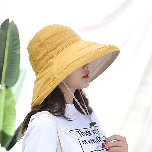 

Women's Active Basic Cute Cotton Linen Sun Hat-Solid Colored Spring Summer Purple Yellow Fuchsia