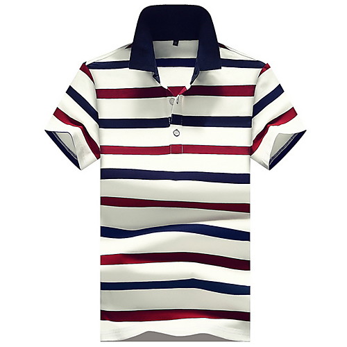 

Men's Striped Slim Polo Shirt Collar Red / Yellow / Green