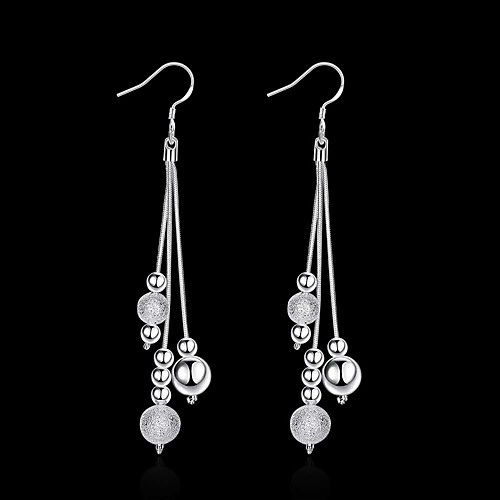 

Women's Drop Earrings Tassel Ball Stylish Simple Silver Plated Earrings Jewelry Silver For Daily Work 1 Pair