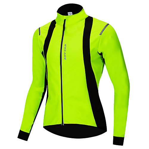 

WOSAWE Men's Cycling Jacket Windbreaker Bike Jacket Raincoat Thermal / Warm Reflective Waterproof Sports Polyester Fleece Winter Green Mountain Bike MTB Road Bike Cycling Clothing Apparel Regular Fit