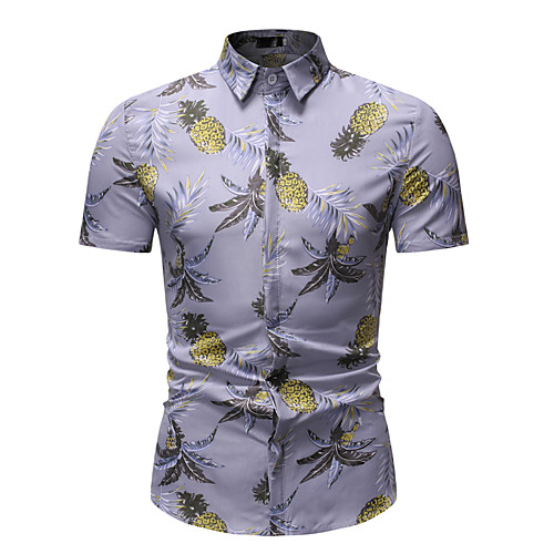 

Men's Shirt Graphic Floral Print Short Sleeve Athleisure Tops Basic Streetwear Rainbow