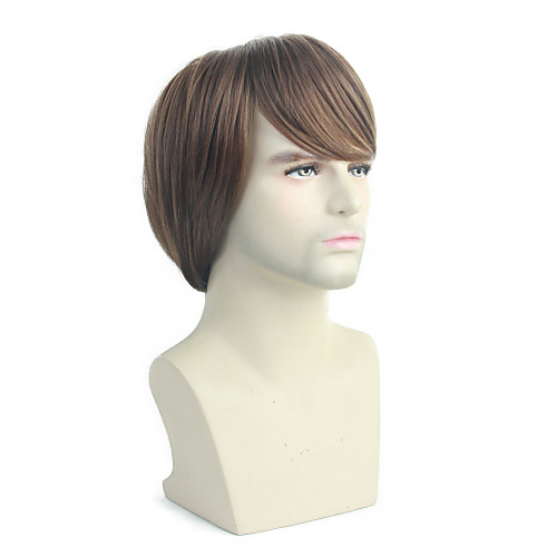 

Synthetic Wig Toupees Weave Natural Wave Natural Straight Bob Wig Short Brown Synthetic Hair 10 inch Men's Fashionable Design Synthetic New Brown / African American Wig