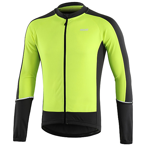 

Arsuxeo Men's Long Sleeve Cycling Jersey Winter Dark Grey White Yellow Patchwork Bike Top Mountain Bike MTB Road Bike Cycling Quick Dry Sports Clothing Apparel / Micro-elastic