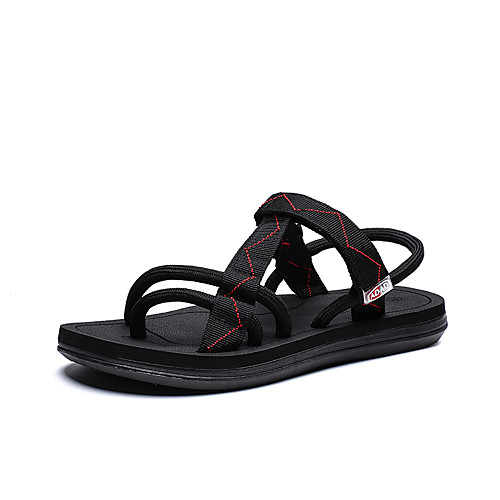

Men's Comfort Shoes Elastic Fabric Spring & Summer Vintage Sandals Breathable Black / Black / Red
