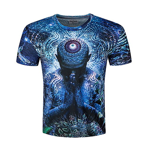 

Men's 3D T-shirt Basic Daily Round Neck Blue / Short Sleeve