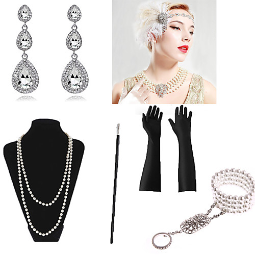 

Necklace Earrings Bracelet Costume Accessory Sets Gloves Necklace Retro Vintage 1920s The Great Gatsby Artificial feather For The Great Gatsby Cosplay Halloween Carnival Women's Costume Jewelry