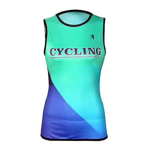 

ILPALADINO Women's Sleeveless Cycling Jersey Elastane Mint Green Geometic Bike Jersey Top Road Bike Cycling UV Resistant Quick Dry Moisture Wicking Sports Clothing Apparel