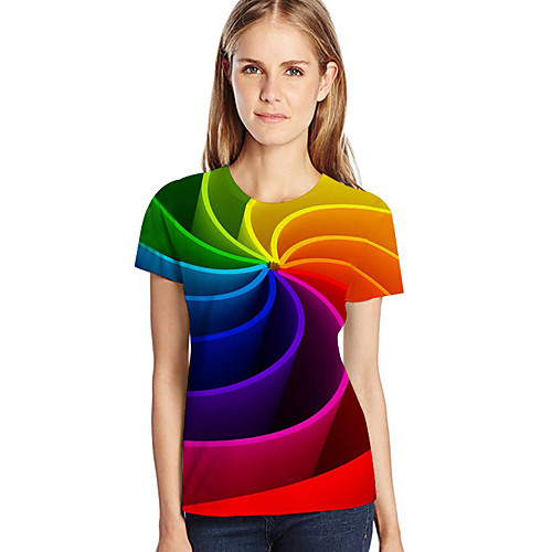 

Women's Plus Size Geometric 3D Print Loose T-shirt Red