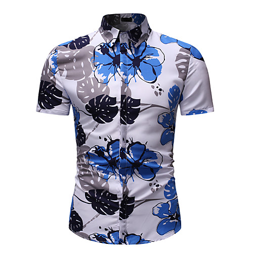 

Men's Shirt Graphic Floral Print Short Sleeve Athleisure Tops Basic Streetwear Rainbow