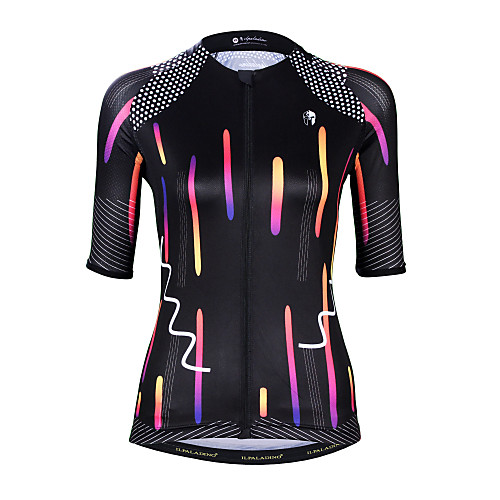 

ILPALADINO Women's Short Sleeve Cycling Jersey Elastane Black Gradient Bike Jersey Top Road Bike Cycling UV Resistant Quick Dry Moisture Wicking Sports Clothing Apparel