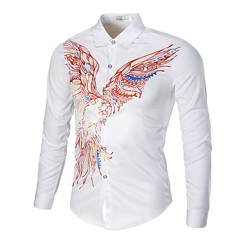 

Men's Shirt Animal Print Long Sleeve Daily Wear Tops Basic Exaggerated White Black Navy Blue