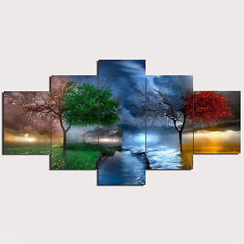 

Print Stretched Canvas Prints - Landscape Traditional Modern Five Panels Art Prints
