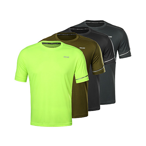 

Arsuxeo Men's Short Sleeve Running Shirt Tee Tshirt Top Summer Quick Dry Lightweight Breathable Gym Workout Running Active Training Sportswear Solid Colored Black Light Green Army Green Dark Gray