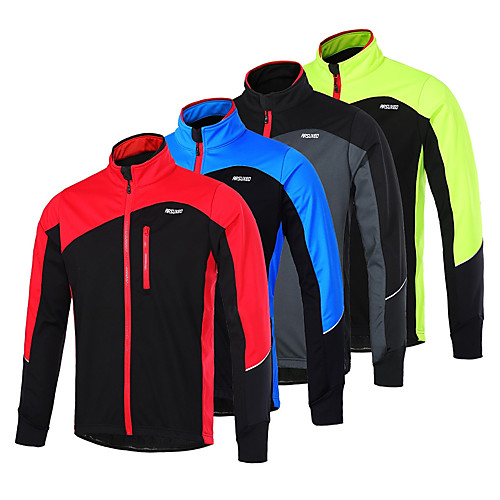 

Arsuxeo Men's Cycling Jacket Winter Fleece Spandex Polyester Bike Windbreaker Winter Jacket Thermal / Warm Waterproof Windproof Sports Red / Dark Gray / Green Mountain Bike MTB Road Bike Cycling