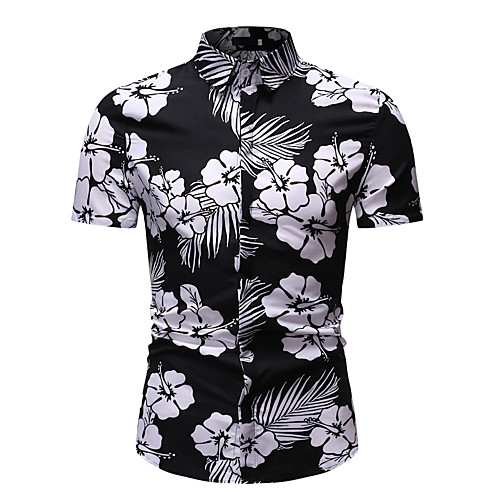 

Men's Shirt Graphic Floral Print Short Sleeve Athleisure Tops Basic Streetwear Rainbow