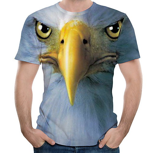 

Men's Plus Size 3D Graphic Print T-shirt Round Neck Light Blue / Animal