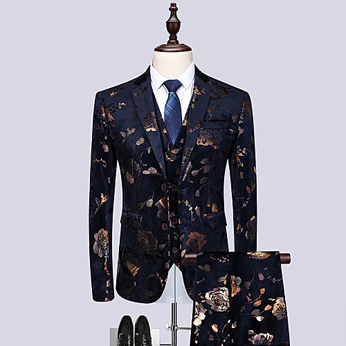 

Tuxedos Standard Fit Notch Single Breasted Two-buttons Polyester Floral