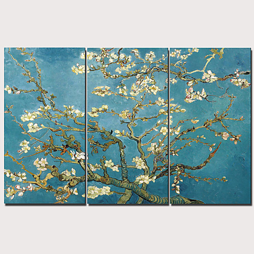 

Print Stretched Canvas Prints - Floral / Botanical Traditional Modern Three Panels Art Prints