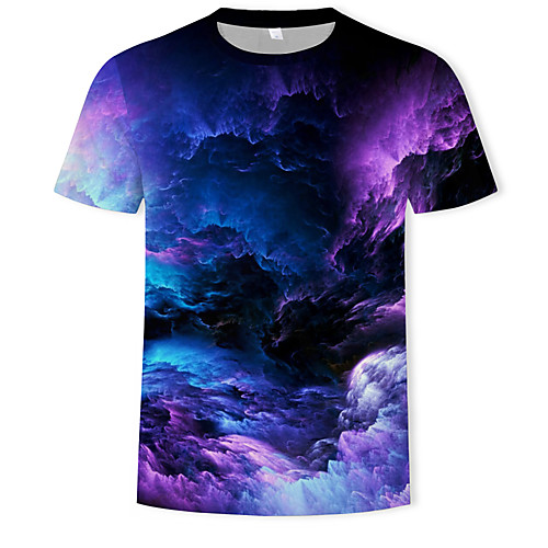 

Men's Galaxy Graphic Print T-shirt Round Neck Rainbow