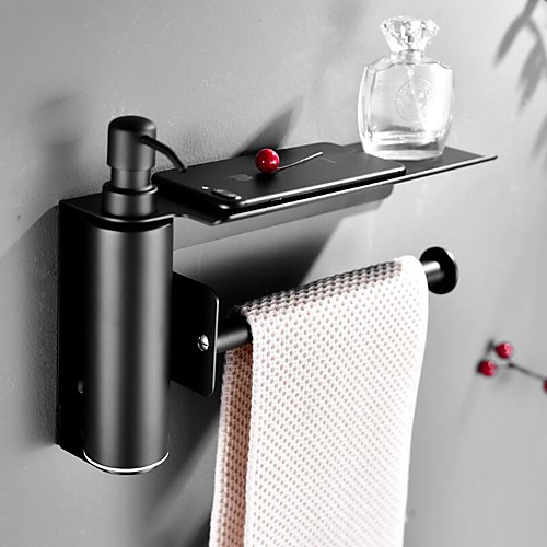

Black Stainless steel soap dispenser hand Liquid Soap Dispenser squeeze wall-mounted hotel bathroom kitchen square design paper towel rack