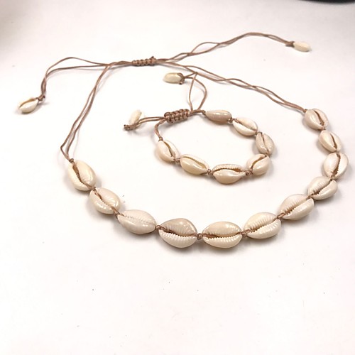 

Women's White Necklace Bracelet Loom Bracelet Braided Weave Blessed Simple Classic Natural Shell Earrings Jewelry Beige For Gift Daily Street Holiday Festival 1 set