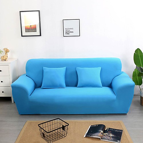 

Slipcovers Sofa Cover Blue Solid Colored Reactive Print Polyester/ High Stretching Couch Cover