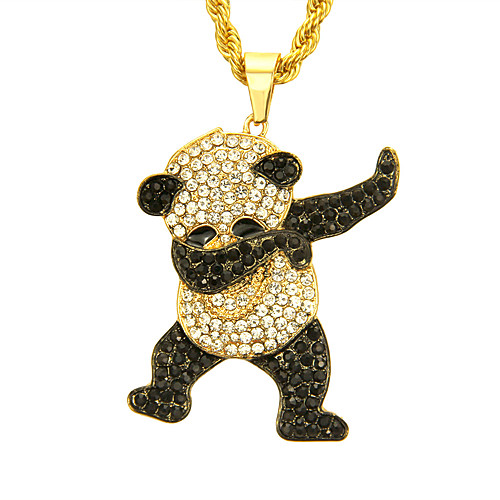 

Men's Cubic Zirconia Pendant Necklace Panda European Trendy Rock Fashion Chrome Gold Silver 76 cm Necklace Jewelry 1pc For Daily Street Club