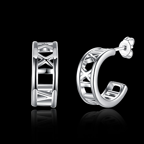 

Women's Stud Earrings Hollow Out Stylish Simple Silver Plated Earrings Jewelry Silver For Daily Work 1 Pair