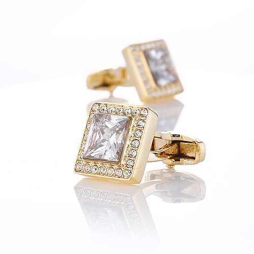 

Cufflinks Classic Fashion Crystal Brooch Jewelry Golden For Wedding Gift