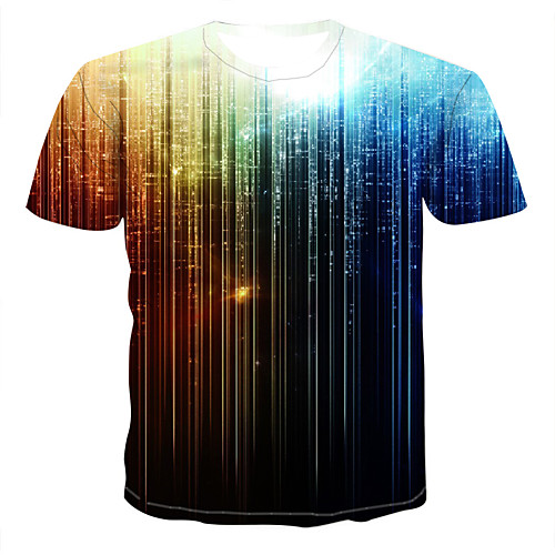 

Men's Plus Size Galaxy Rainbow Print T-shirt Round Neck Navy Blue