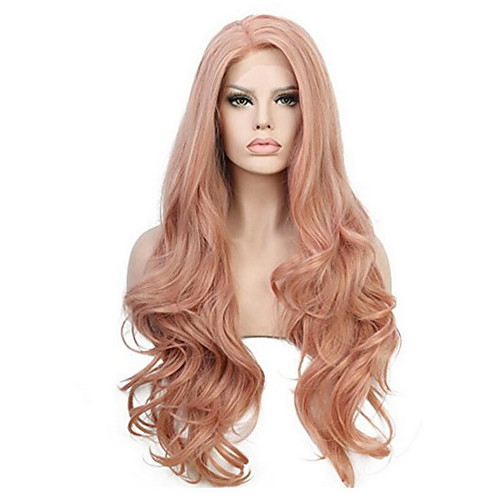 

Synthetic Wig Curly With Bangs Wig Pink Long Orange Synthetic Hair 70 inch Women's Women Pink