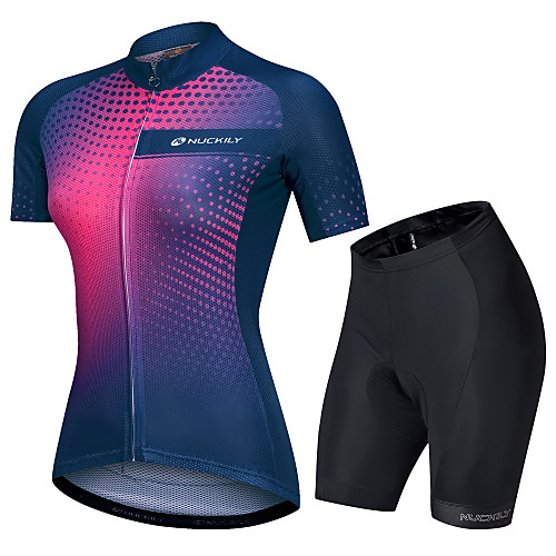 

Nuckily Women's Short Sleeve Cycling Jersey with Shorts BluePink Gradient Bike Clothing Suit Breathable Sports Polyester Spandex Geometric Mountain Bike MTB Clothing Apparel / Micro-elastic