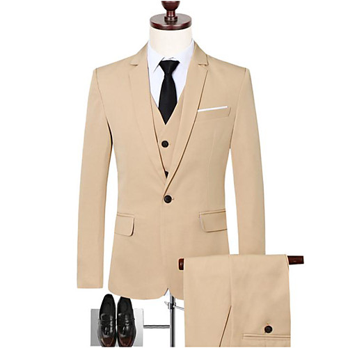 

Black / Burgundy / Khaki Solid Colored Slim Fit Cotton Suit - Notch Single Breasted One-button / Suits