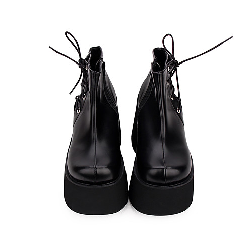 

Women's Lolita Shoes Boots Punk Wedge Heel Shoes Solid Colored 10 cm Black PU Leather Halloween Costumes