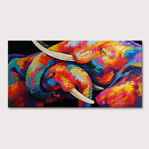 

Oil Painting Hand Painted Horizontal Animals Pop Art Modern Stretched Canvas