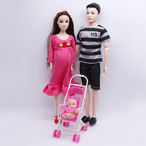 

12 inch Fashion Doll Baby Boy Baby Girl Family Interaction Kawaii Rubber Pregnant Doll Family with Clothes and Accessories for Girls' Birthday and Festival Gifts