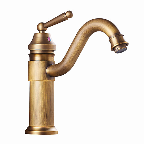 

Bathroom Sink Faucet - Single Antique Brass / Antique Copper / Electroplated Free Standing Single Handle One HoleBath Taps