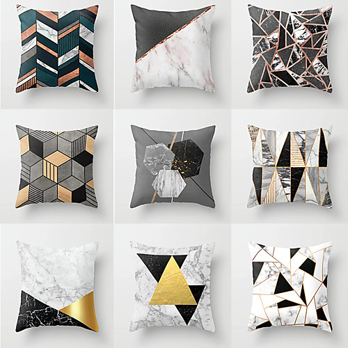 

Set of 1 Polyester Pillow Cover, Geometic Neoclassical Square Traditional Classic Throw Pillow