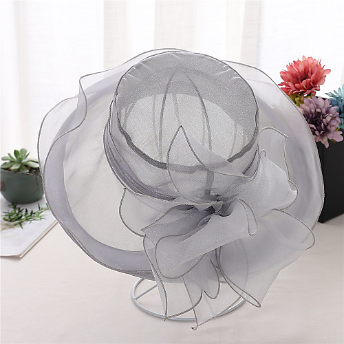 

Women's Party Cute Mesh Bucket Hat-Floral Solid Colored Spring Summer Wine Purple Blushing Pink