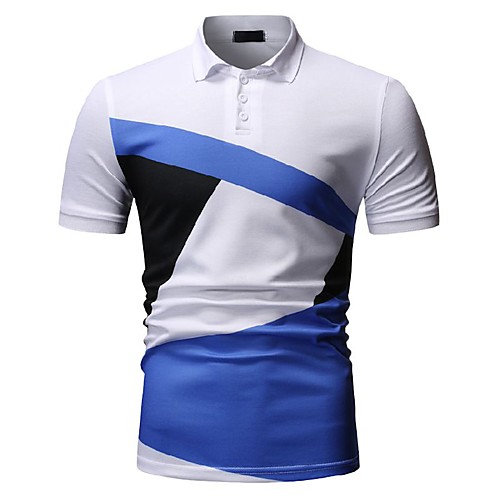 

Men's Color Block Black & White Print Polo Business Work White / Yellow