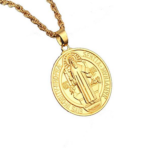 

Pendant Necklace Faith Hip Hop Chrome Gold 80 cm Necklace Jewelry For