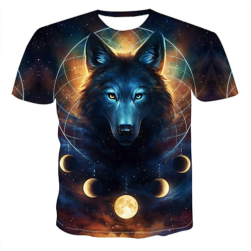 

Men's Graphic Animal Print T-shirt Round Neck Black