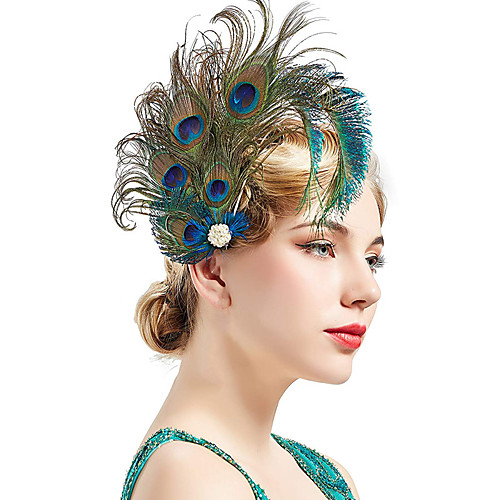 

Charleston Vintage 1920s The Great Gatsby Flapper Headband Women's Feather Costume Green Vintage Cosplay Festival