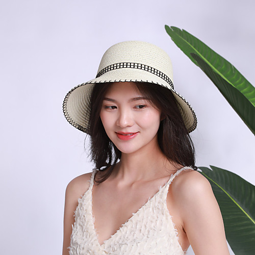 

Women's Active Basic Cute Straw Straw Hat-Solid Colored Spring Summer Blushing Pink Khaki White