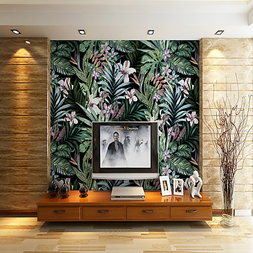 

Black background Leaves Flowers Suitable for TV Background Wall Wallpaper Murals Living Room Cafe Restaurant Bedroom Office XXXL(448280cm)