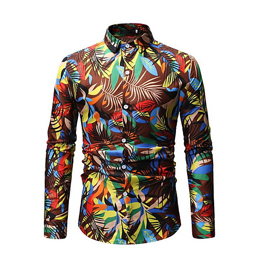 

Men's Floral Print Shirt White / Blue / Brown