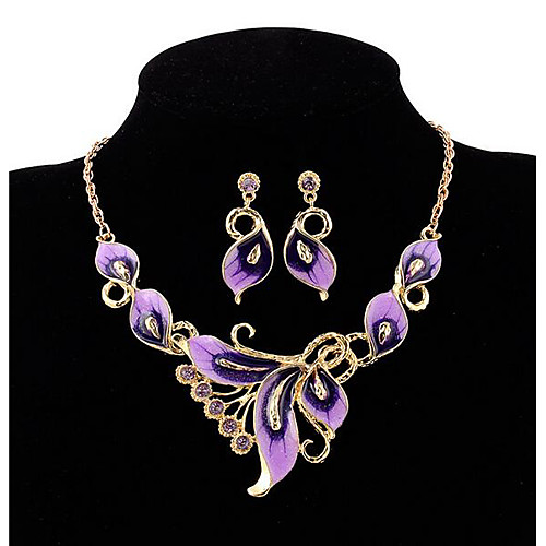 

Women's Stud Earrings Choker Necklace 3D Butterfly Vintage Bohemian Rhinestone Gold Plated Earrings Jewelry Black / Purple / Rainbow For Party Street 1 set