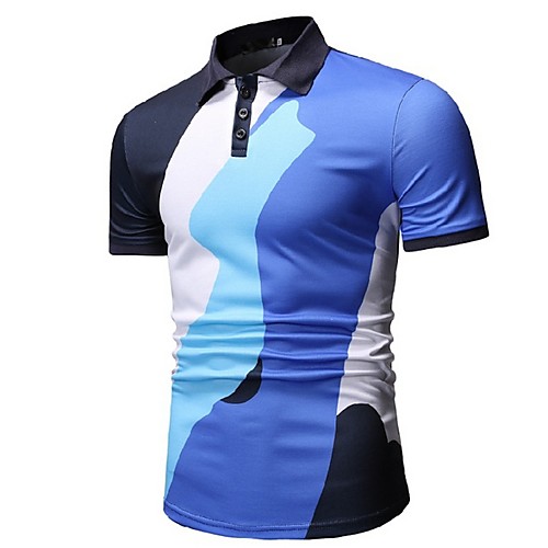 

Men's Color Block Polo Daily Wear Shirt Collar Black / Blue / Short Sleeve