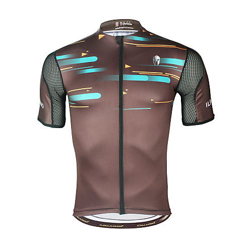 

ILPALADINO Men's Short Sleeve Cycling Jersey Elastane Brown Stripes Bike Top Mountain Bike MTB Road Bike Cycling UV Resistant Breathable Quick Dry Sports Clothing Apparel / Moisture Wicking